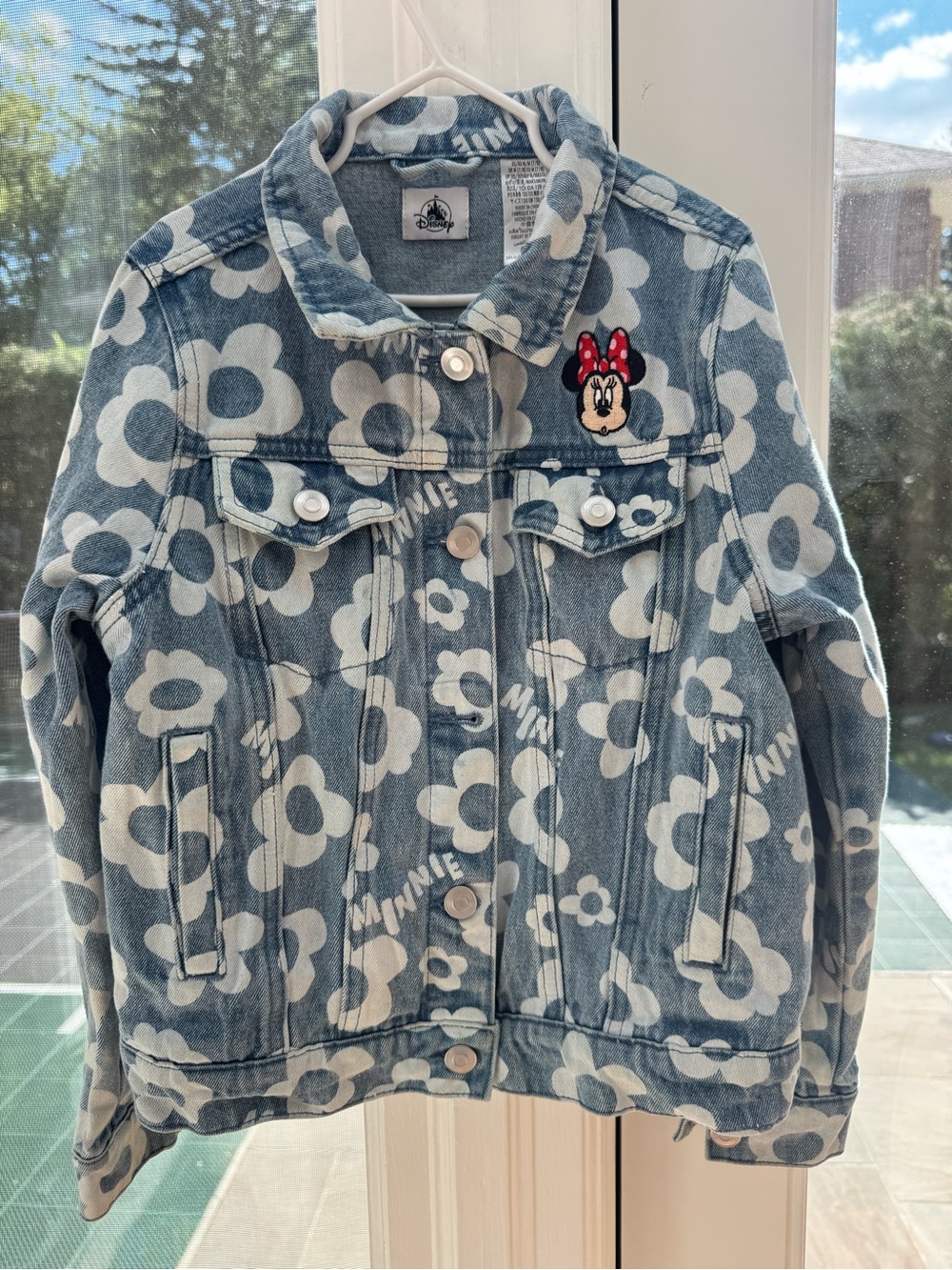 Disney Light Blue Floral Denim Jacket with Minnie Patch